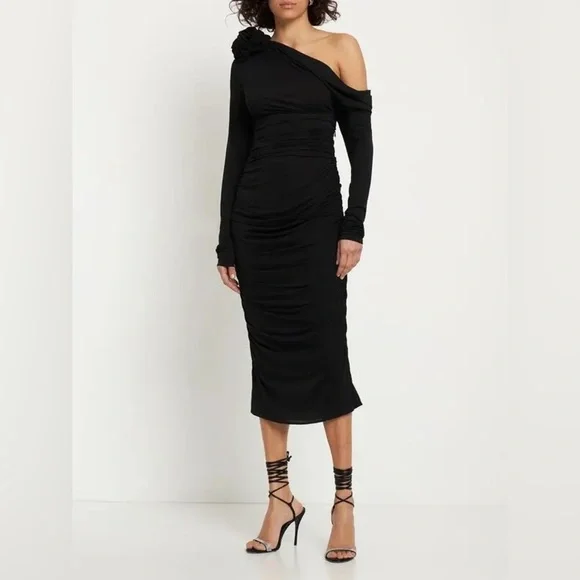 MAGDA BUTRYM Jersey Midi Dress With 3d Flower Applique size 34/4